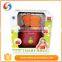 Children red plastic diminutive toaster with bread pretend kitchen toys