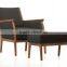 hotel room chair, leather lounge chair and ottoman HDL1654