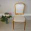 Hot sale Aluminum stackable white wedding party banquet chairs with back flower