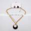 Fashion Jewelry Big Circle Pendant With Black Enamel Jewelry Set Necklace and Earring For Women