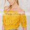2016 OEM Service Cute Summer Yellow Off Shoulder Cotton Tops