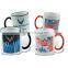 stocked Cramic 110z sublimation mug black colorful rim and Handle