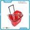 31L Supermarket Rolling Plastic Shopping Basket With Wheels
