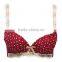 3/4 Cup Nylon Push Up Sexy Bras with White Polka Dots, Sexy Bra Brief Sets, Seamless Ladies Bras