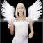 White Open Swing V Shape Costume Feather Angel Wings Adult