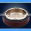 DCA009115S metallic silver stainless steel table ashtray with leather wrapped, round metal ashtray with leather
