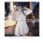 Fashion Sweet Teen Girl 3/4 Sleeve White Shirt Dress With Flare Peplum Hem Women Shirt Dress
