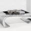 unique stainless steel frame black tempered glass coffee table