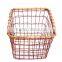 HOT SELLING SQUARE COPPER WIRE BAMBOO FRUIT VEGETABLE BASKET