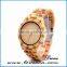 New arrival waterproof women ladies wood watches genuine leather