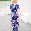 floral print dresses Short Sleeves Round Neck Summer Maxi Dress flower long dress