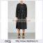 Wholesale Ladies Apparel Fashion Dropped Shoulders Pleated Black Linen Coat(DQE0345C)