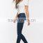 2017 new design high quality fancy distressed lean jeans womens OEM service