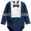 2015 Latest Long Sleeve Bow Black/White Cotton Baby Rompers