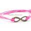 2PCs Bronze Metal Infinity Faux Suede Leather Cord Charm Bracelets