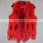 Factory direct supply genuine rabbit fur gilet with fur tassel handmade