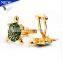 Lovely Green Turtle Men Shirt Gold Cufflinks