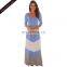 New Color Block Three Quarter Sleeve Dresses Women Summer Casual