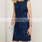 Navy Broderie sleeveless mini Overlay Shift Dress