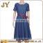 2016 Fashion Polka Dot Girls Party Dress Summer Casual Dark Blue Short Sleeve Women Wear Ladies dresses
