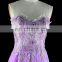 2016 Hot Sales Sexy Beaded Purple Fashion Boob Tube Evening Dress