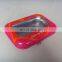 Fancy and high quality tin box with pvc window and zipper opening way/slide fastener
