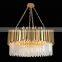 Light luxury post modern minimalist living room dining room lamp creative golden circular ring crystal chandelier