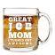 christmas custom printed borosilicate double wall glass enamel cup