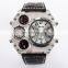 OULM 1349 Men Compass Watch Leather Strap Dual Time Big Face Quartz Watch Relogio Masculino