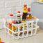 Wholesale sale white kitchen organizer flat fruit vegetable iron wire metal storage basket with wooden handle