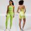 Wholesale Multicolor High Neck Strppy Sports Crop Bra Top High Waist Shorts Beautiful V Back Leggings Women Workout Fitness Wear