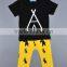 Ins Hot Sale Style Children Boy Clothing Set 100% Cotton Tops+ Cartoon Deer Yellow Trousers