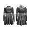 PQ-141 excellent black women straps hollow out neck ruffle hem fitted leather dress