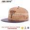 custom design cork snapback cap hat