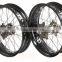 Motorcycle wheels:KTM Supermoto wheelsets: orange hubs with black rims 3.50-17" and 5.00-17"