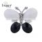 Christmas present white and black glass stone butterfly with eco-friendly alloy brooch jewelry