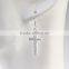 18k gold crystal cross dangle earrings