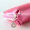 Shiny Leather Cosmetic Bag Pink Gold Color Customed Metal LOGO