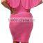 Women's Batwing Sleeve V Neck Solid Bodycon Plus Size Dress