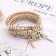 Hot sale key pendant Russia US UK Thiland Afica gold bangle rose gold silver jewelry 3 color bracelet set