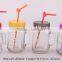 2014 new design mason jar glass jam jar with handle