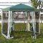 Hexagonal Green Polyester Garden Gazebo with mosquito net