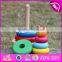 2017 new design colorful bear educational wooden baby stacking rings W13D137