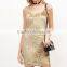 Summer Gold Bodycon Dress Backless Velvet Womens Sexy Dresses Party Night Club Sleeveless Dress