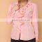 Wholesale ladies tops cheap price long sleeve ruffled neckline mature ladies blouse