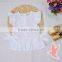 Lovely design wholesale Flutter sleeve cotton clothes plain white baby girl top