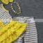 2-7t new baby kids Summer design yellow/gray stripes girls boutique clothing capri outfits with mtaching accessories set