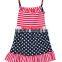 2017 Summer Blue Star & Stripped Red White Patriotic Baby Girl Dress Kids Clothes Of US 4th July