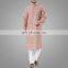 2017 Men Rust Tunic Tops Linen Blend Kurta Pants Set Good Quality Islamic Clothing