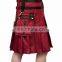 Red and Black Steam Punk Fashion Cowhide Leather Kilt